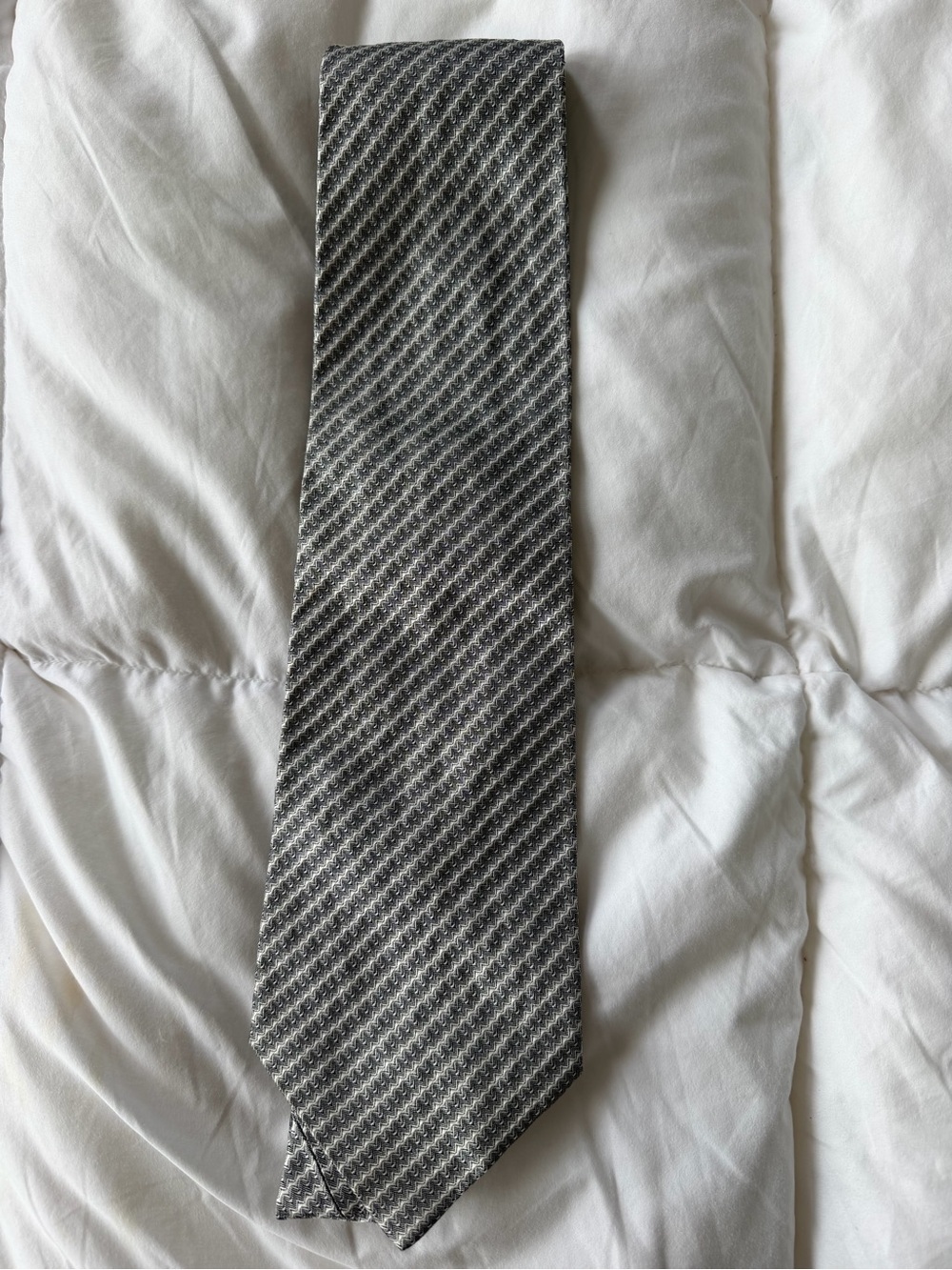 Pal Zileri Gray Diagonal Textured Silk Tie
